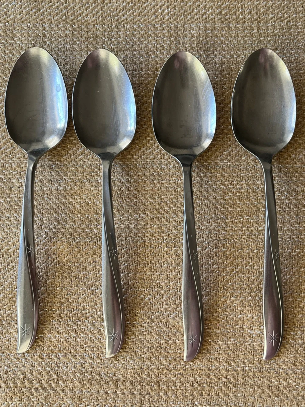 Vintage Oneida Twin Star Community Stainless Flatware Set of 4 Serving Spoons